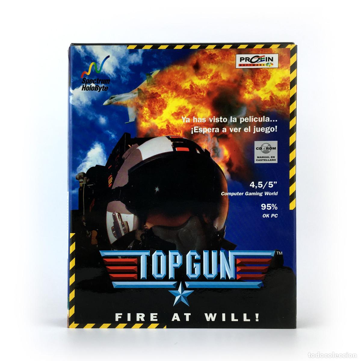 Videojuegos y Consolas: TOP GUN EL JUEGO DE LA PELICULA PROEIN SOFT LINE ESPA&Ntilde;A PILOTO F18 FIRE AT WILL AVIONE IBM PC CD ROM