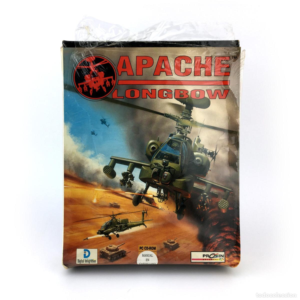 Videojuegos y Consolas: APACHE LONGBOW PROEIN ESPAÑA 1995 SIMULADOR DE COMBATE AEREO HELICOPTERO AH-64D HIND DOS PC CD ROM