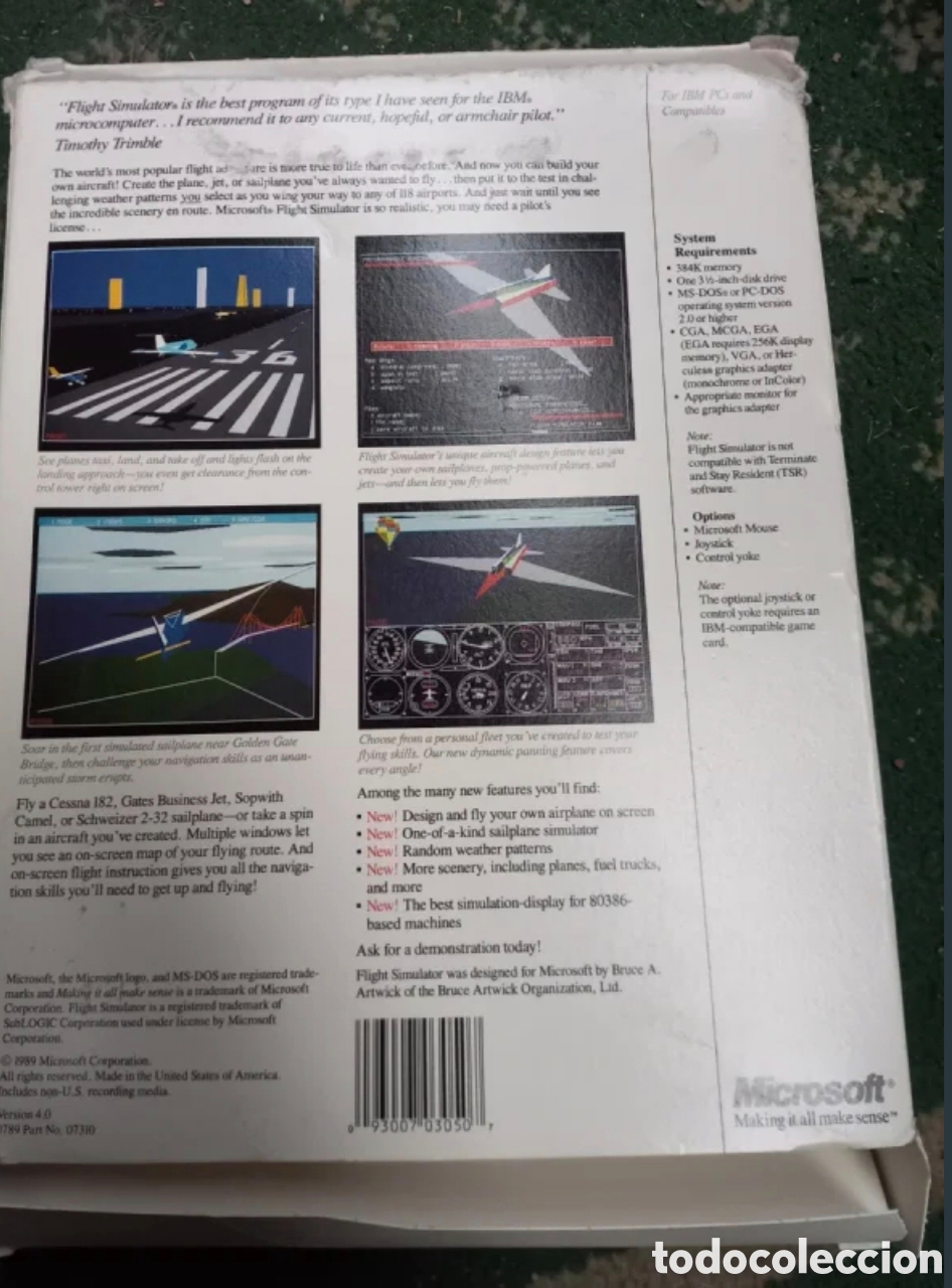 Videojuegos y consolas: Microsoft Flight Simulator 4.0 PC DOS (1989) - Versi&oacute;n Espa&ntilde;ola Big Box - Foto 4