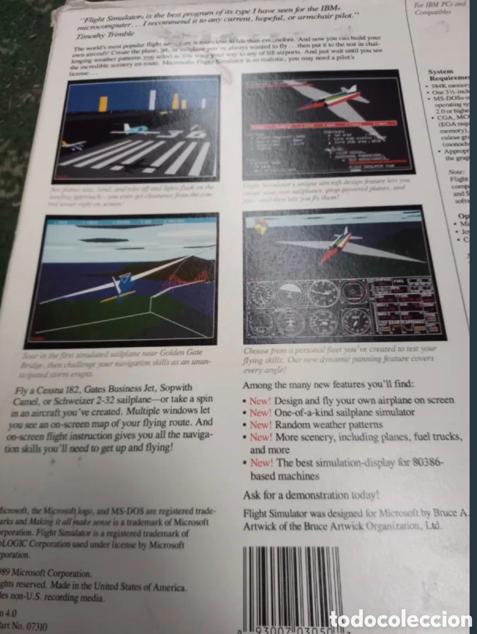 Videojuegos y consolas: Microsoft Flight Simulator 4.0 PC DOS (1989) - Versi&oacute;n Espa&ntilde;ola Big Box - Foto 5