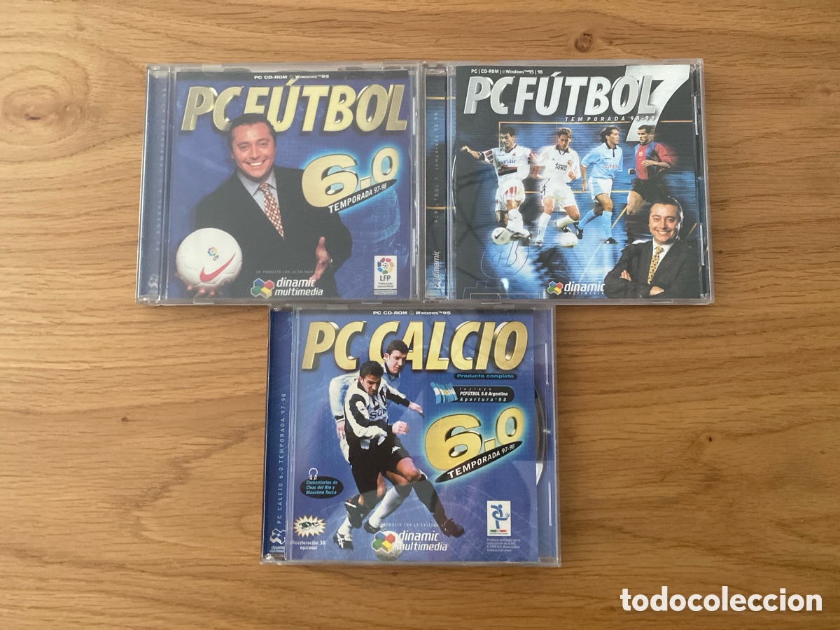 Videojuegos y Consolas: Lote PC f&uacute;tbol 6.0 - PC F&uacute;tbol 7 - PC F&uacute;tbol Calcio - Temporadas 97/98 y 98/99 Dinamic