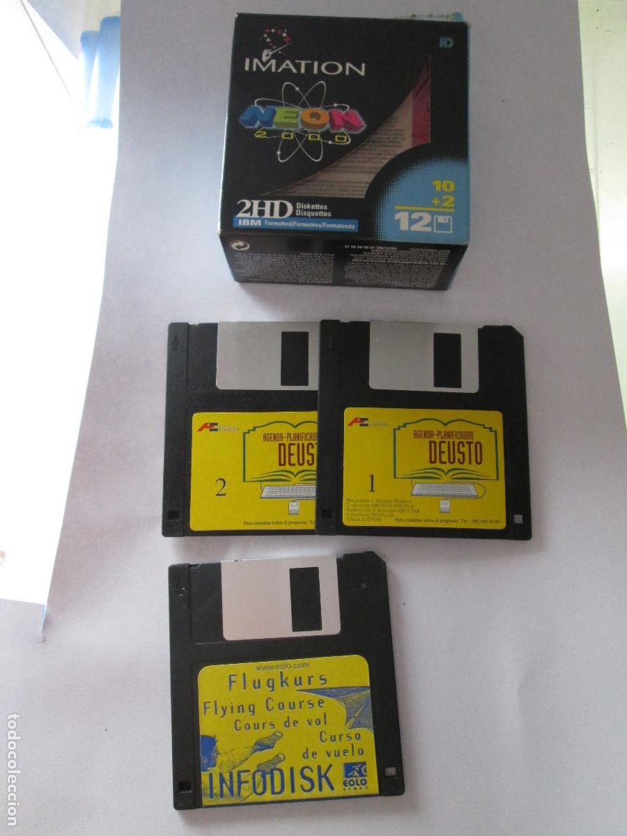 Videojuegos y consolas: LOTE 10 DISQUETTES VIRGEN 2 HD 1,44 MB + 2 AGENDA DEUSTO + 1 CURSO VUELO INFODISK