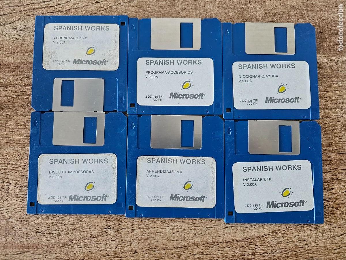 Videojuegos y consolas: Lote 6 discos Microsoft Works en espa&ntilde;ol (versi&oacute;n 2.00A)