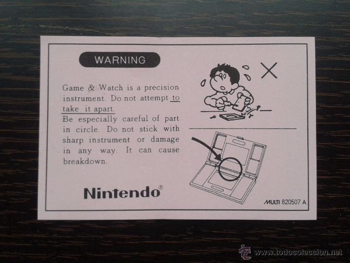 Videojuegos y consolas: NINTENDO GAME & WATCH WARNING REPRO PINK SHEET FOR MULTI SCREEN - Foto 1