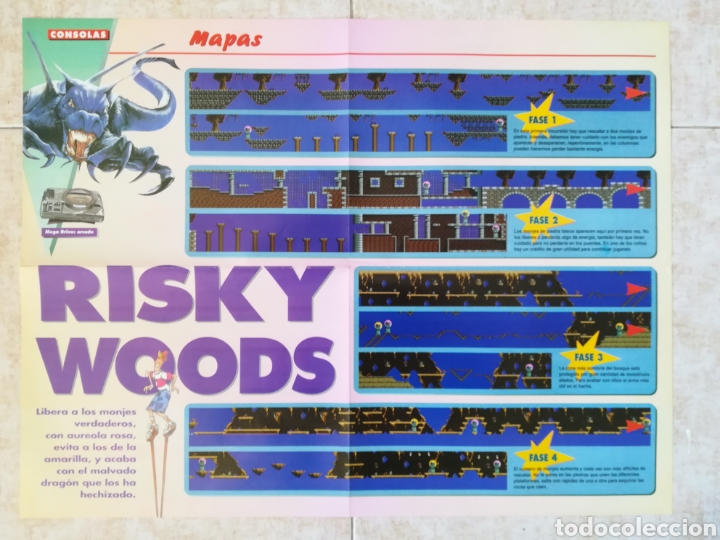 Videojuegos y consolas: RISKY WOODS Mapa gu&iacute;a mega drive sega - Foto 1