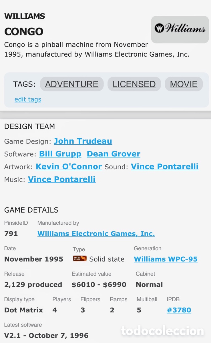 Videojuegos y consolas: PINVALL CONGO Williams - Foto 5