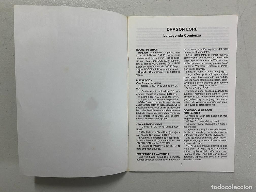 Videojuegos y consolas: DRAGON LORE - MANUAL DE VIDEOJUEGO EN ESPA&Ntilde;OL - Foto 3