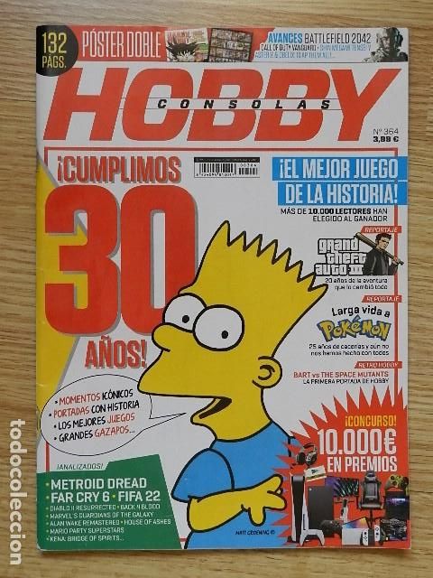 Videojuegos y consolas: Hobby consolas n&ordm; 364 Cumplimos 30 a&ntilde;os Simpsons a&ntilde;o 1991