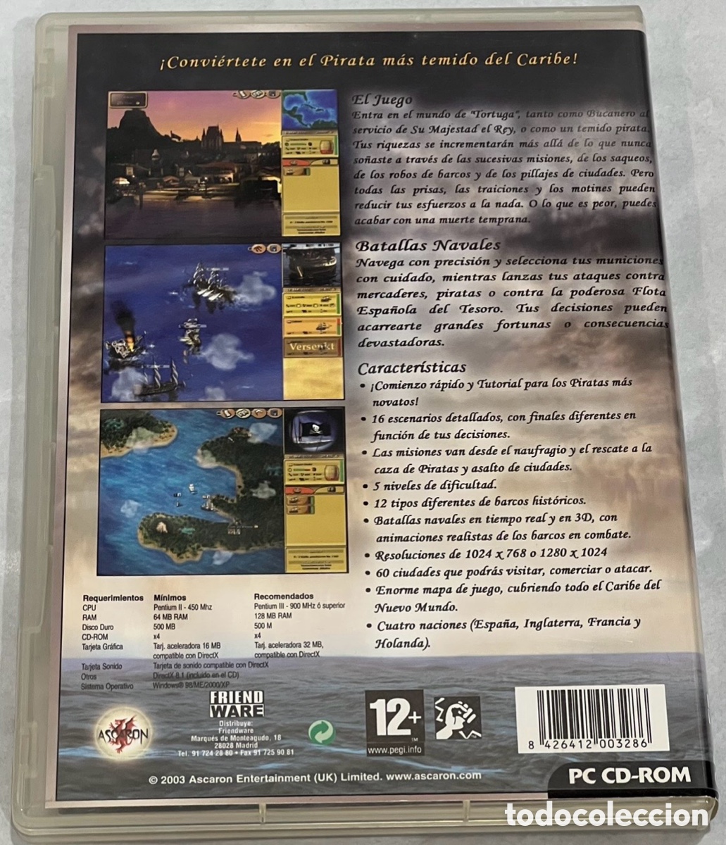 Videojuegos y consolas: Videojuego. TORTUGA. Piratas del Nuevo Mundo. Estrategia. 2003.