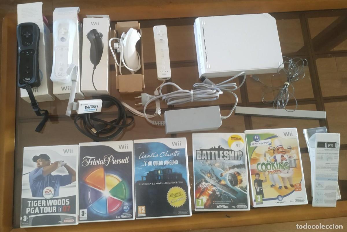 Videojuegos y consolas: NINTENDO WII BLANCA RVL-001 + 2 MANDOS + 2 NUNCHUK + 5 JUEGOS + ACCESORIOS