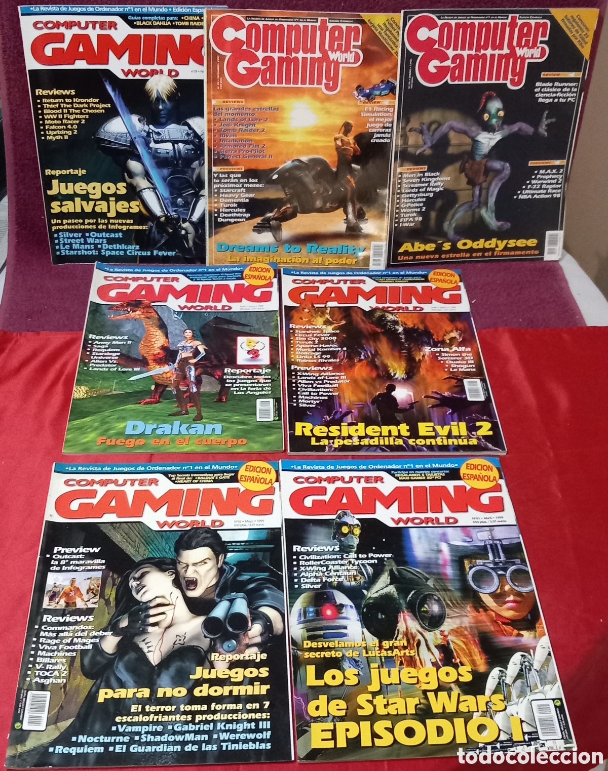 Videojuegos y consolas: LOTE 7&times;REVISTAS VINTAGE COMPUTER GAMING WORLD(EDICIONES ESPA&Ntilde;OLAS)STAR WARS 1+RESIDENT EVIL 2+TERROR