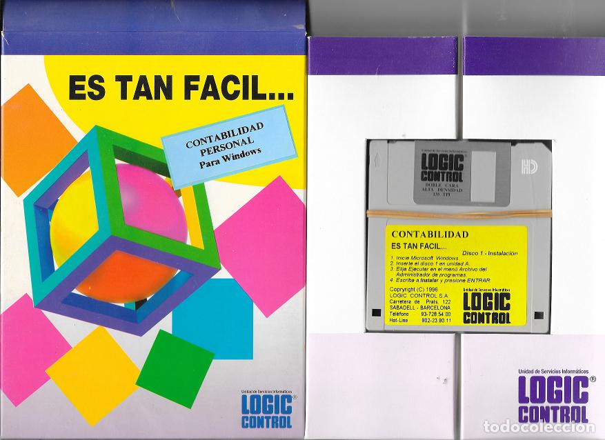 Videojuegos y consolas: Es tan f&aacute;cil... Contabilidad para Windows Logic Contral 2 diskettes 3'5'' RELIQUIA TECNOL&Oacute;GICA