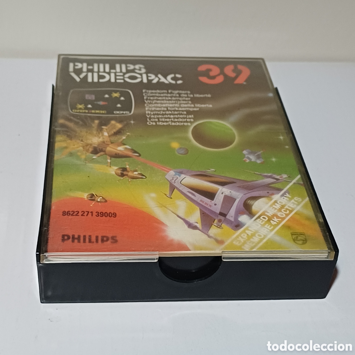 Videojuegos y consolas: Cartucho consola philips videopac GX7000 N&deg; 39 Freedom fighters asteroids libertadores funcionando