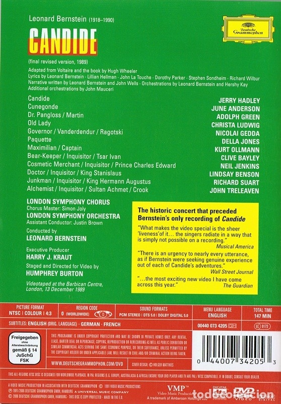 V&iacute;deos y DVD musicales: BERNSTEIN CANDIDE - Foto 2