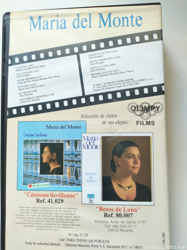 V&iacute;deos y DVD musicales: Mar&iacute;a del Monte. VHS - Foto 2
