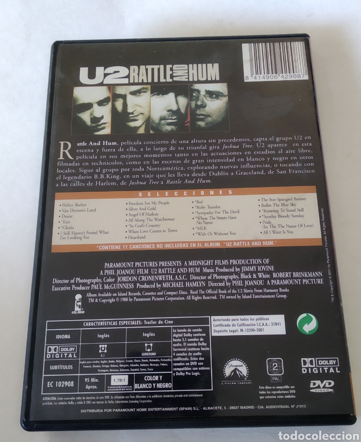 V&iacute;deos y DVD musicales: DVD U2 Rattle and Hum - Foto 2