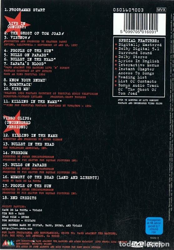 V&iacute;deos y DVD musicales: RAGE AGAINST THE MACHINE - Foto 2