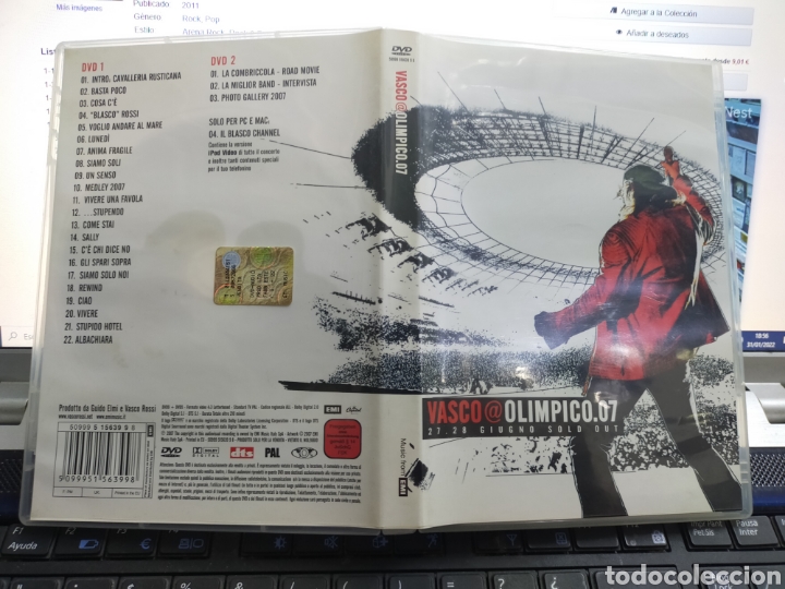 Music Videos and DVDs: Vasco@olimpico.07 doble dvd Italia 2007 en perfecto estado