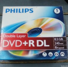 Vídeos y DVD Musicales: PACK 5 PHILIPS DVD+R 8.5GB DOUBLE LAYER 8X
