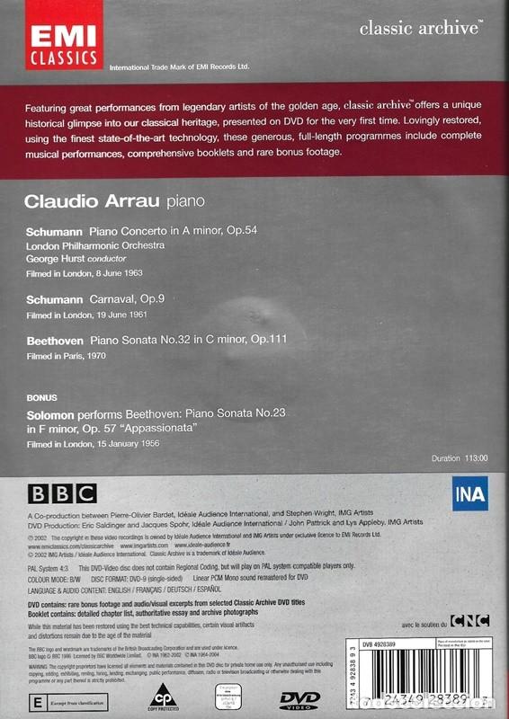 V&iacute;deos y DVD musicales: CLAUDIO ARRAU SHUMANN - Foto 2