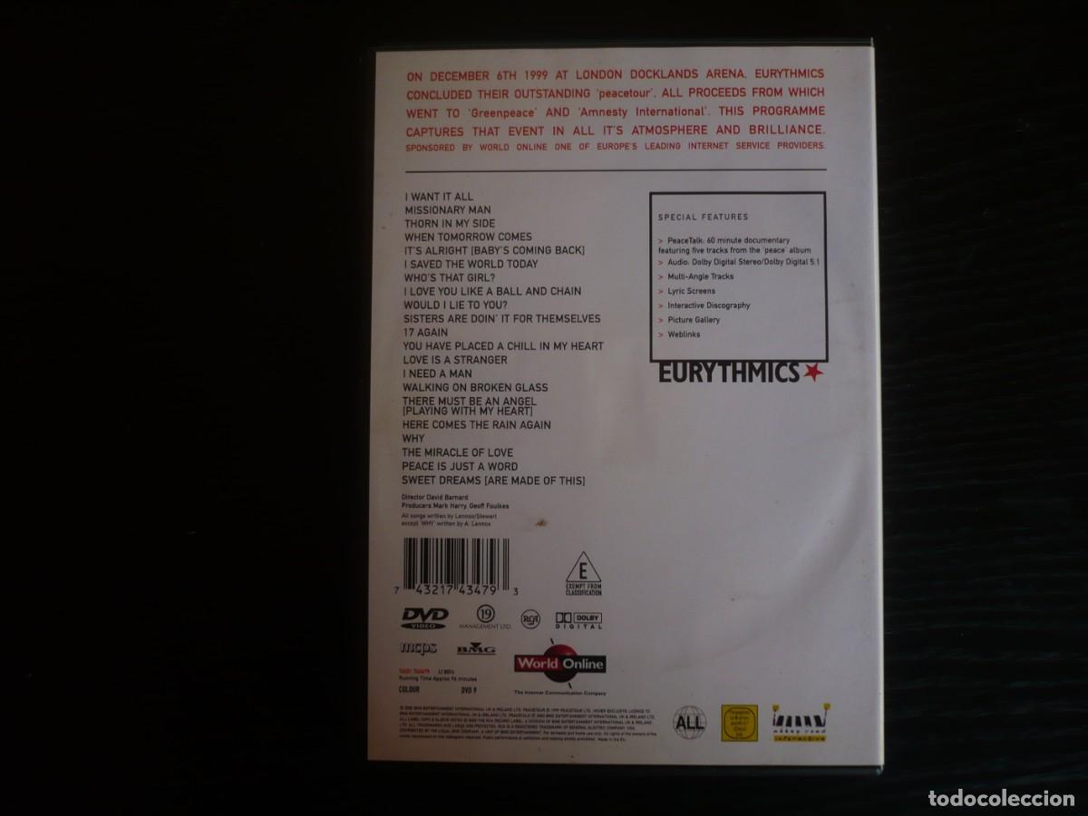 V&iacute;deos y DVD musicales: EURYTHMICS PEACETOUR - DVD + LIBRITO - COMO NUEVO - Foto 2
