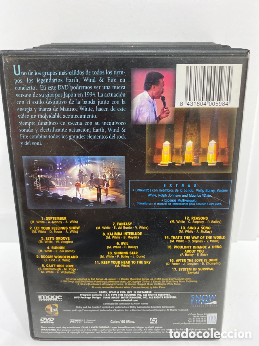 V&iacute;deos y DVD musicales: Earth Wind & Fire - Live (DVD) - Foto 2