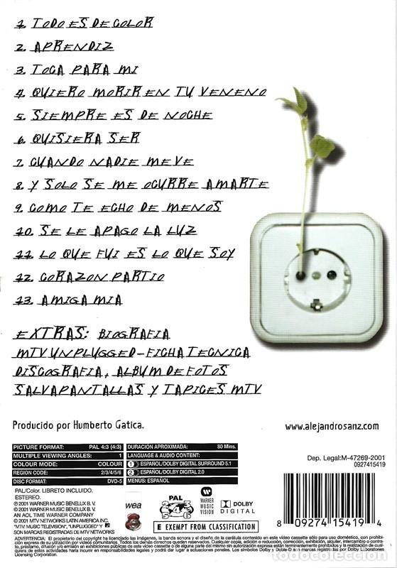 V&iacute;deos y DVD musicales: ALEJANDRO SANZ &uml;UNPLUGGED&uml; - Foto 2