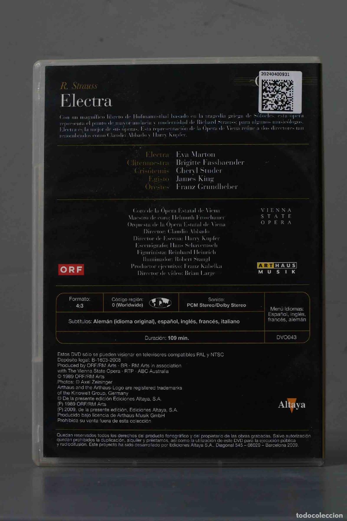 V&iacute;deos y DVD musicales: DVD. ELECTRA. STRAUSS. ABBADO - Foto 2