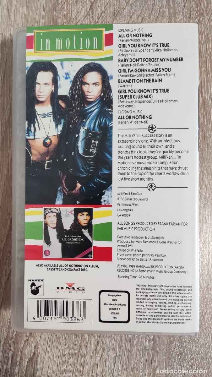 V&iacute;deos y DVD musicales: VHS - MILLI VANILLI - IN MOTION - POP - Foto 3