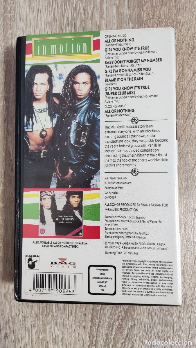 V&iacute;deos y DVD musicales: VHS - MILLI VANILLI - IN MOTION - POP - Foto 3