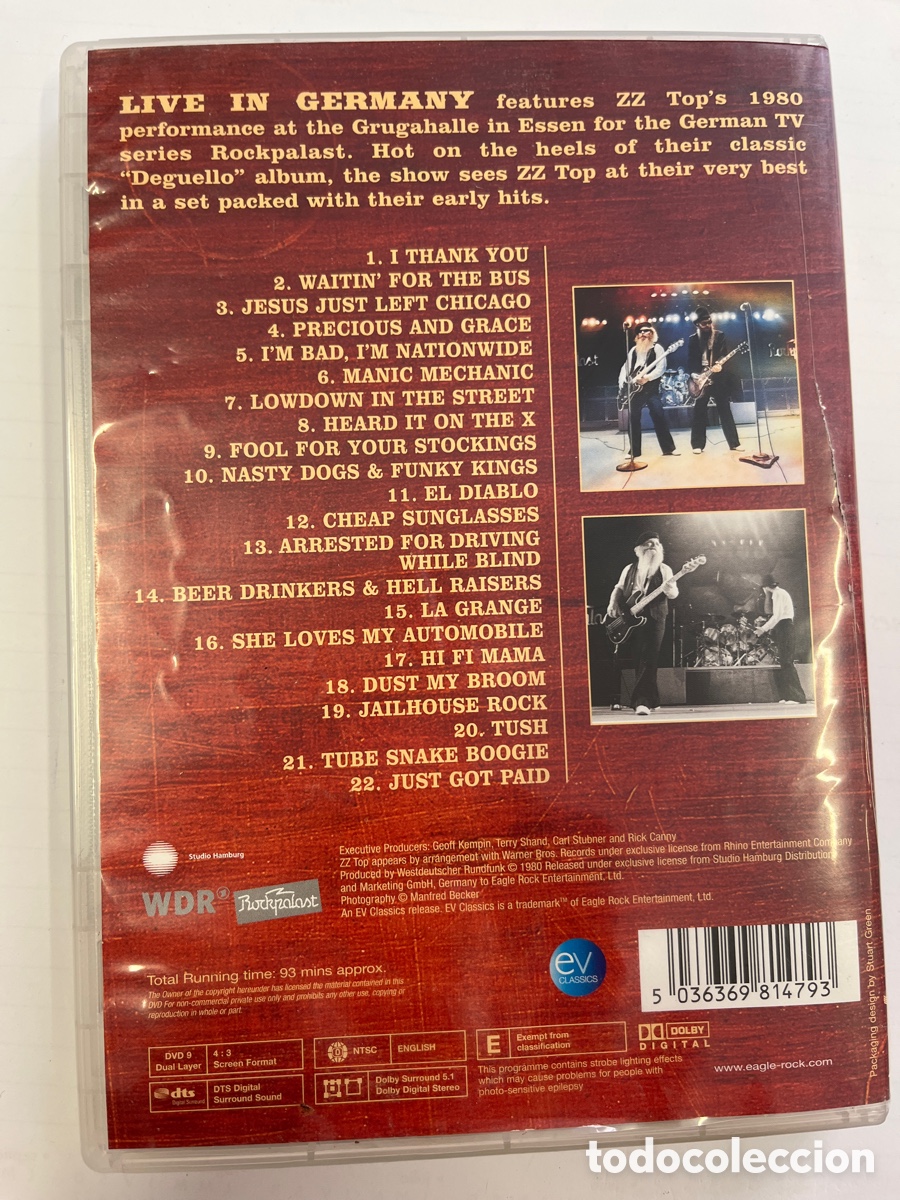 V&iacute;deos y DVD musicales: ZZ TOP - Live in Germany 1980. DVD - Foto 2