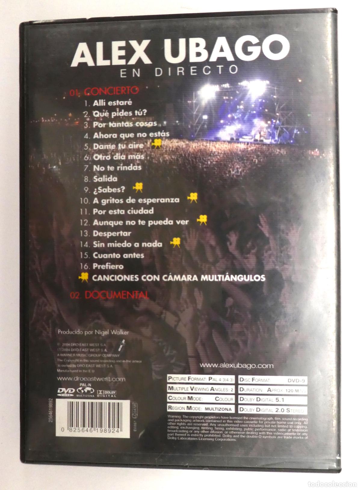 V&iacute;deos y DVD musicales: DVD ALEX UBAGO &rdquo;EN DIRECTO&rdquo; - Foto 3