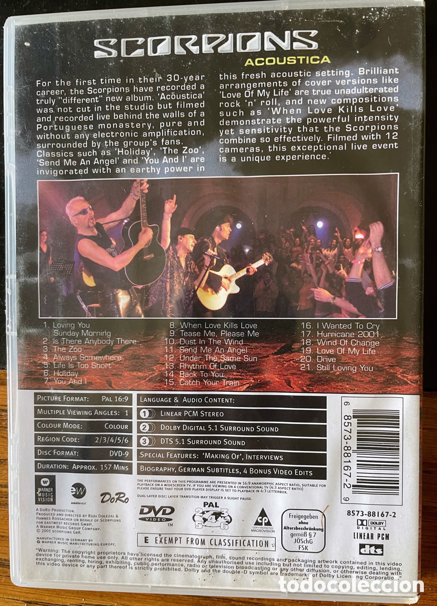 V&iacute;deos y DVD musicales: Scorpions Acoustics DVD DTS - Foto 2