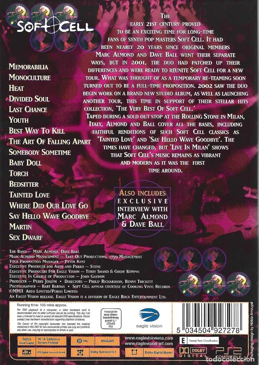 V&iacute;deos y DVD musicales: SOFT CELL &uml;LIVE IN MILAN&uml; - Foto 2