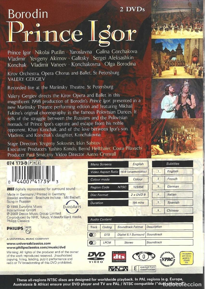 V&iacute;deos y DVD musicales: BORODIN PRINCE IGOR (2 DVD) - Foto 2