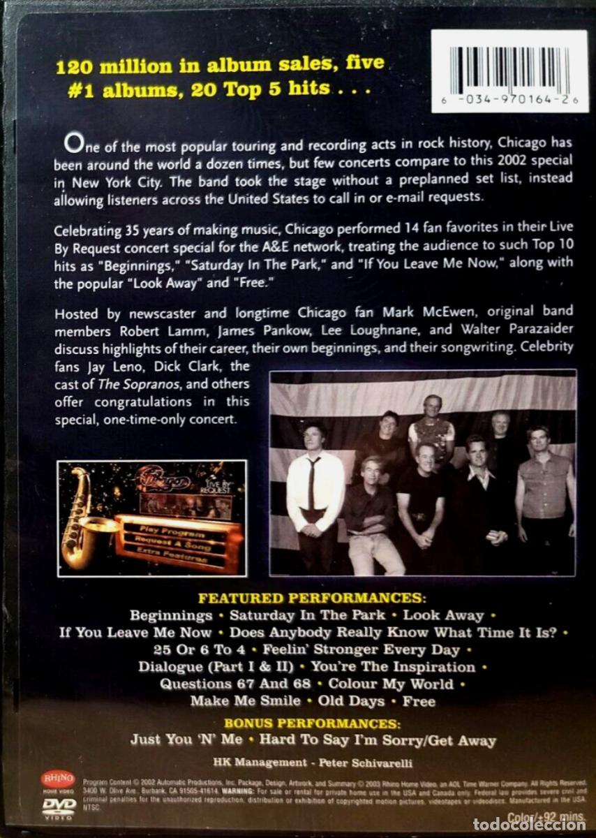 V&iacute;deos y DVD musicales: Chicago - A&E Network Live By Request (DVD) - Foto 2