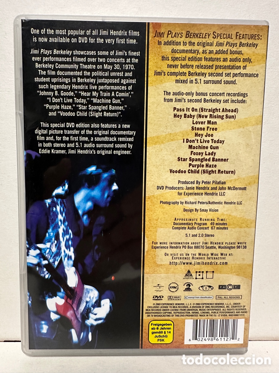 V&iacute;deos y DVD musicales: Jimi Hendrix - Jimi Plays Berkeley (DVD) - Foto 2