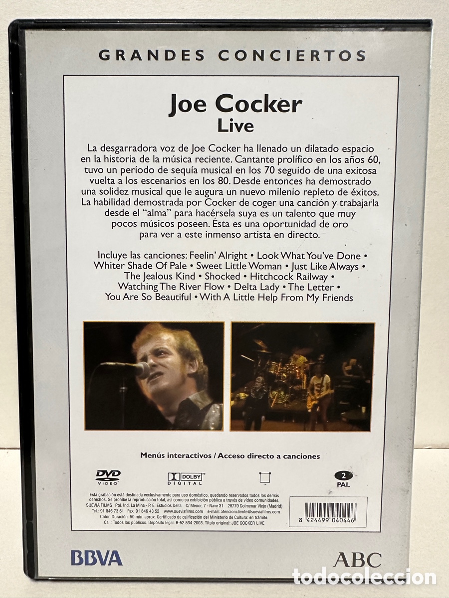 V&iacute;deos y DVD musicales: Joe Cocker - Live (DVD) - Foto 2