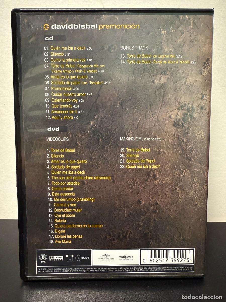 V&iacute;deos y DVD musicales: David Bisbal - Premonici&oacute;n (DVD) - Foto 2