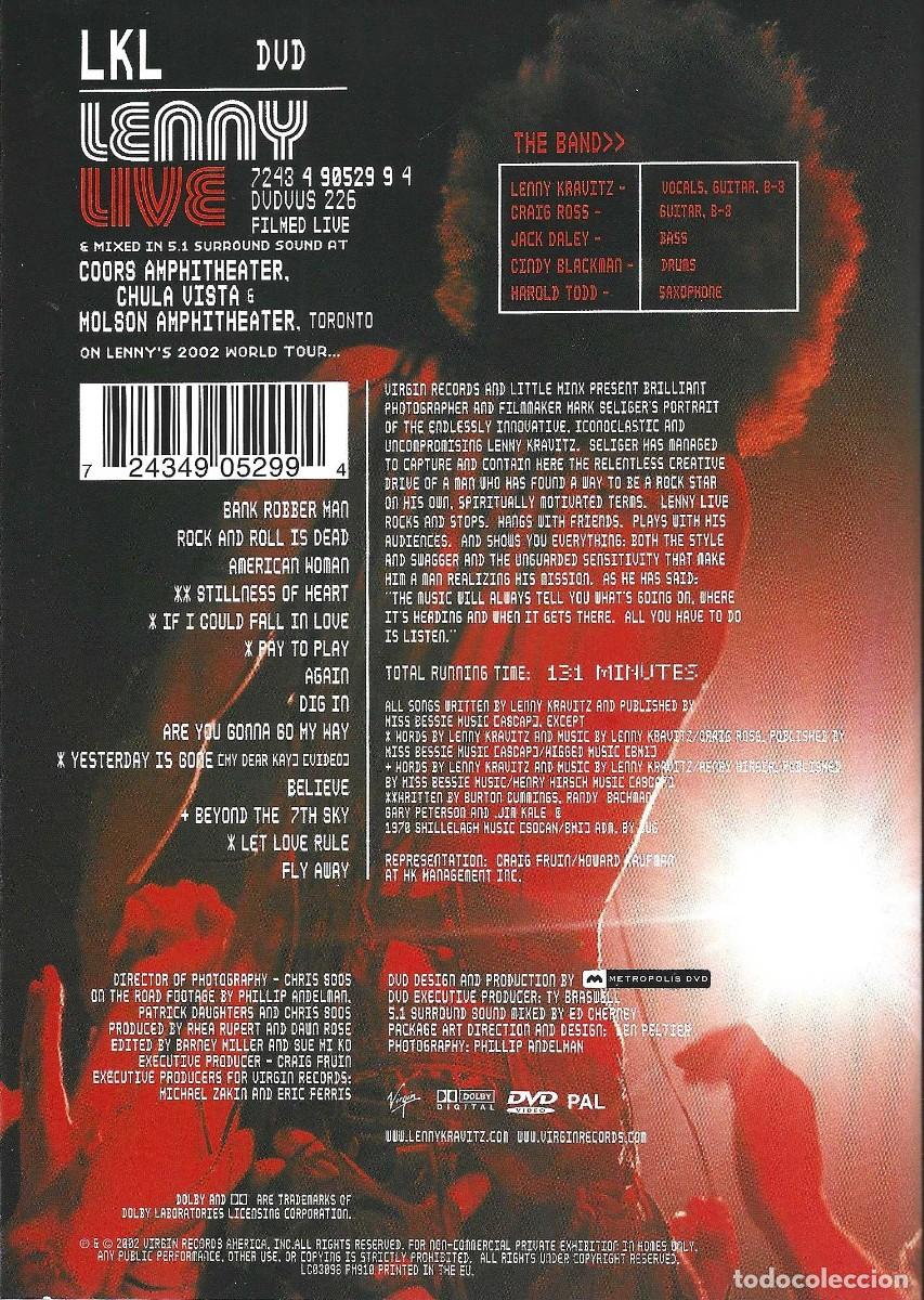 V&iacute;deos y DVD musicales: LENNY KRAVITZ &uml;LENNY LIVE&uml; - Foto 2