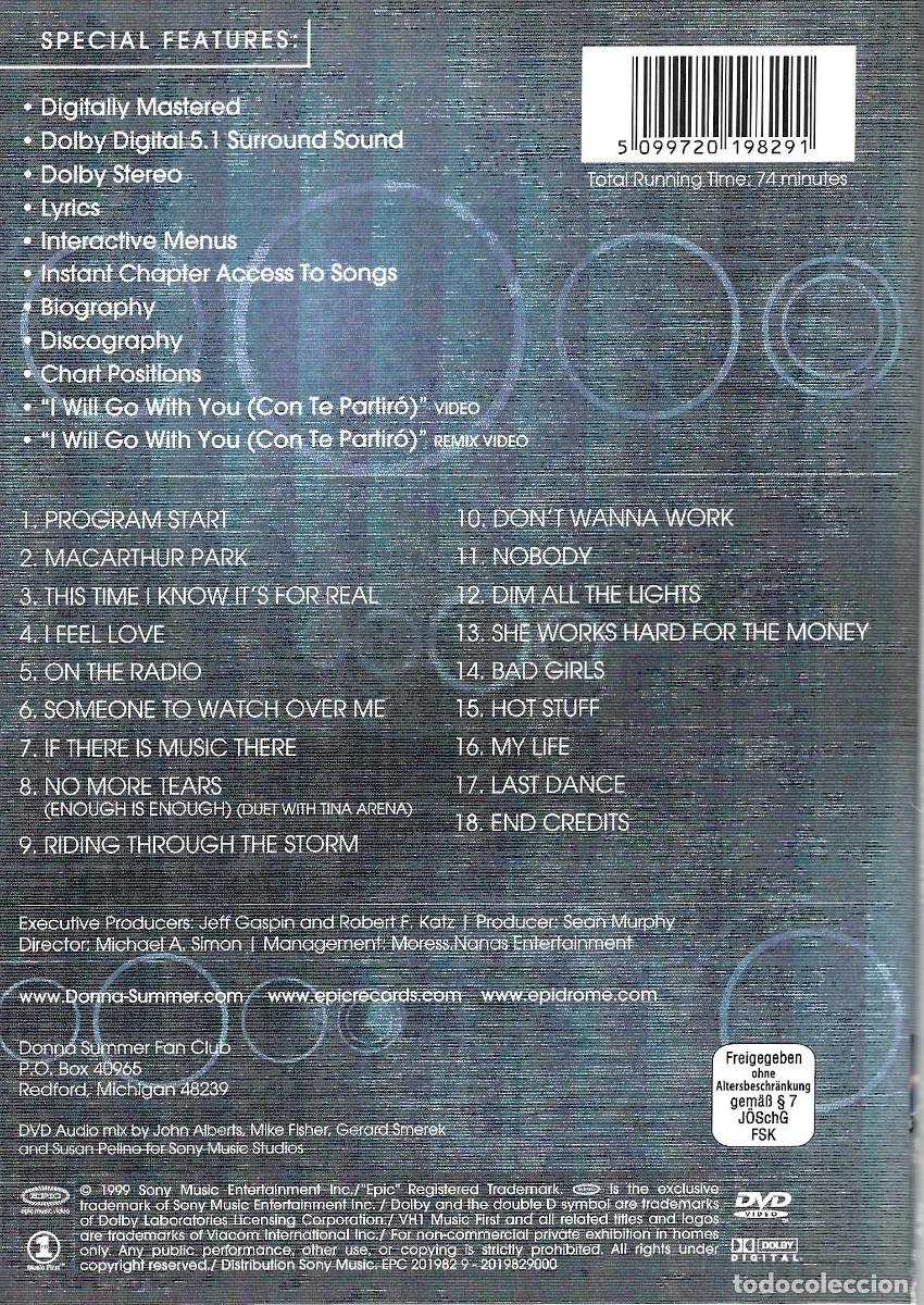 V&iacute;deos y DVD musicales: DONNA SUMMER LIVE & MORE ENCORE! - Foto 2