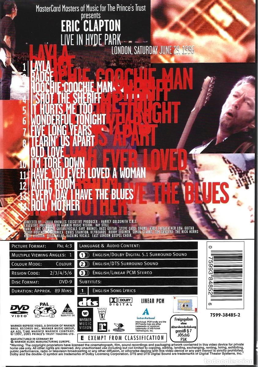 V&iacute;deos y DVD musicales: ERIC CLAPTON LIVE IN HYDE PARK - Foto 2