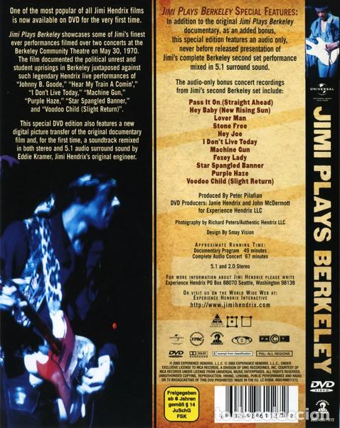 V&iacute;deos y DVD musicales: Jimi Hendrix - Jimi plays Berkeley - Foto 2
