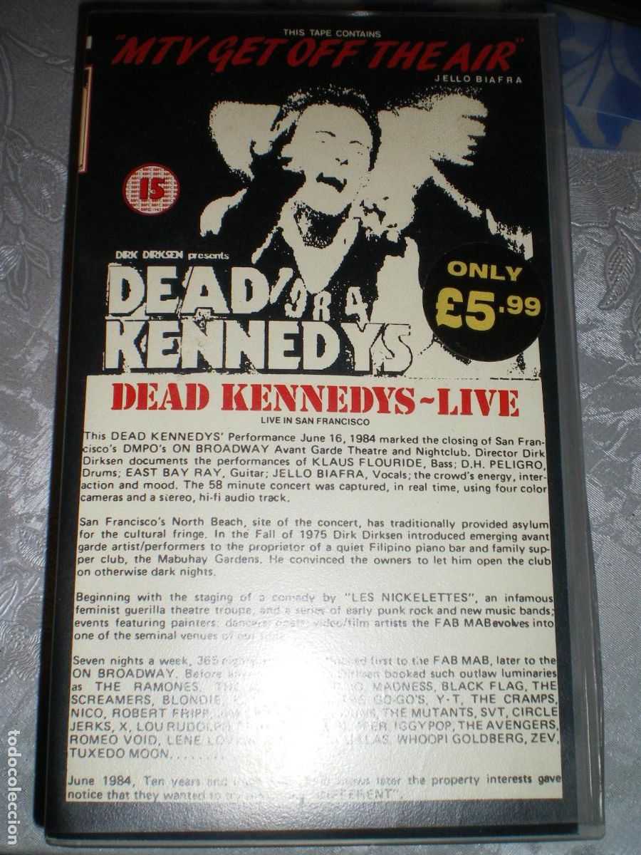 V&iacute;deos y DVD Musicales: VHS DEAD KENNEDYS, PUNK