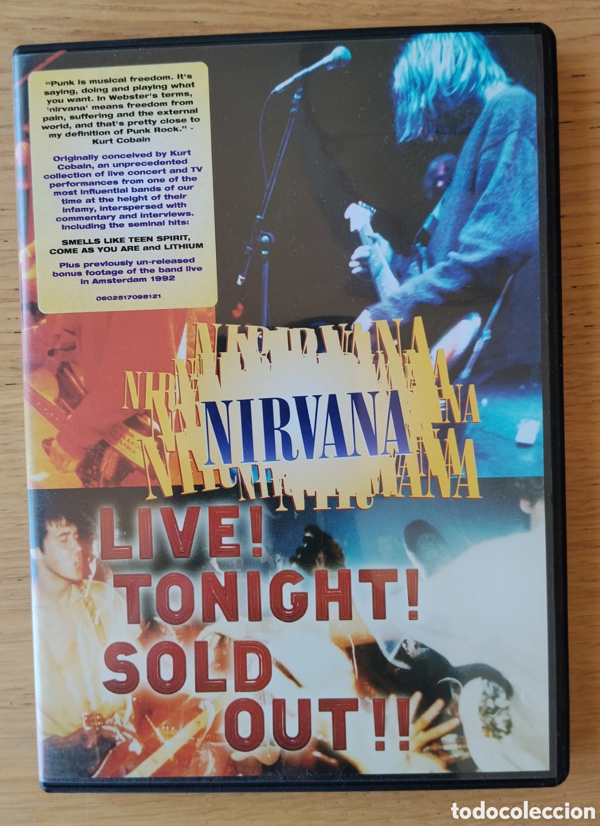V&iacute;deos y DVD Musicales: NIRVANA : &rdquo;LIVE ! TONIGHT ! SOLD OUT !!!&rdquo; DVD 2006 - PUNK ROCK - GRUNGE