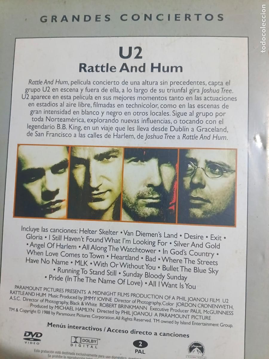 V&iacute;deos y DVD musicales: U2 RATTLE AND HUM - DVD - Foto 3