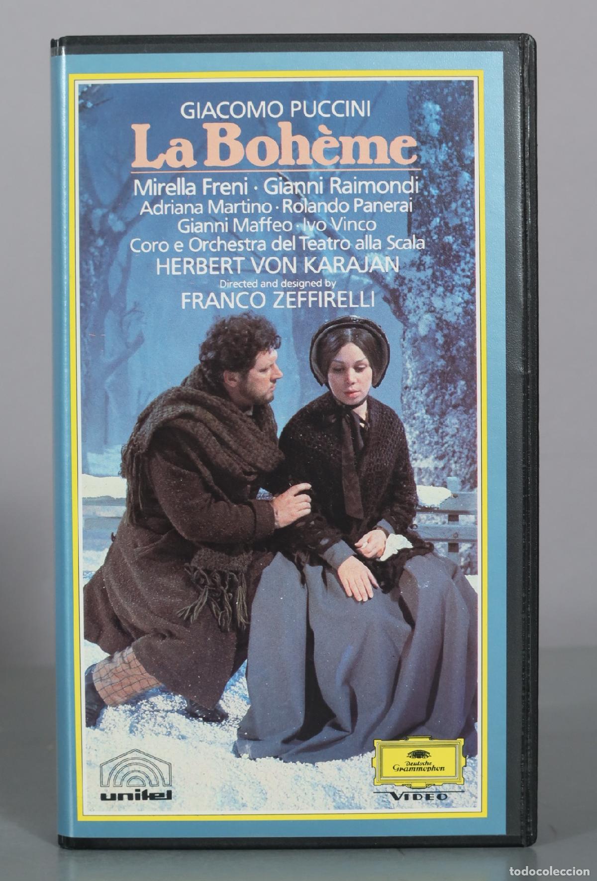 V&iacute;deos y DVD musicales: VHS. La Boh&egrave;me - Giacomo Puccini - Mirella Freni, Gianni Raimondi, Herbert Von Karajan - Deutsche