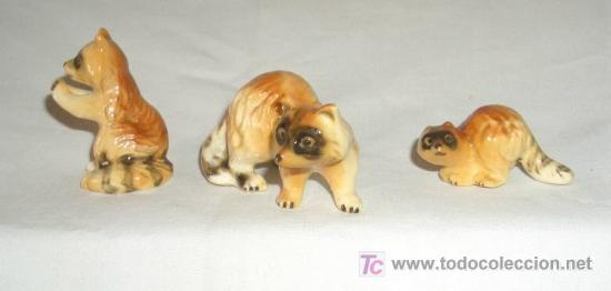 Vintage: TRES MAPACHES DE PORCELANA,MADE IN JAPAN,A&Ntilde;OS 50