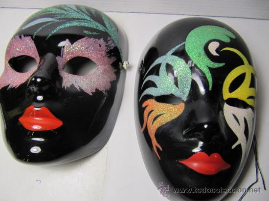 Vintage: Bonito conjunto de dos mascaras de ceramica. Preciosas