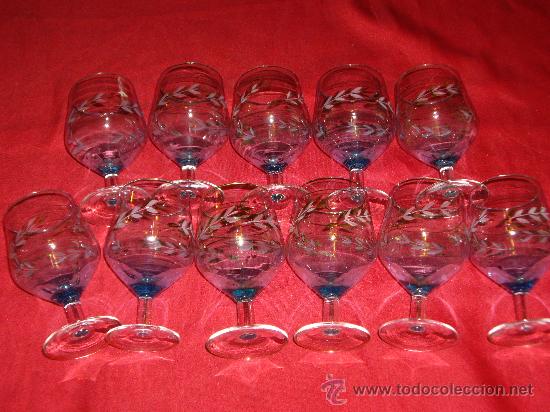 Vintage: COPAS DE CRISTAL AZUL - Foto 1